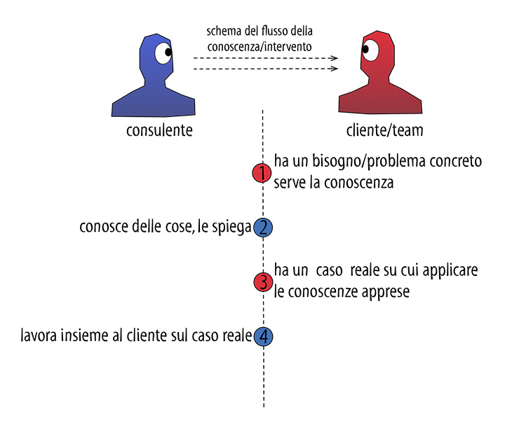 Figura 2 – Elementi caratteristici e flusso di informazione nell’attività del consulente.