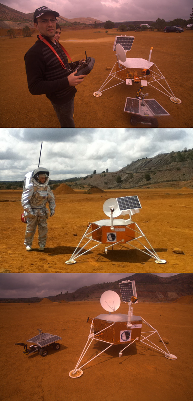 Figura 12 - Test dell'attrezzatura White Label Space durante la simulazione di missione su Marte organizzata dall'Austrian Space Forum nel deserto del Rio Tinto, in Spagna, il 18-22 Aprile 2011.