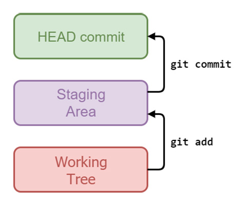 Figura 1 – Le tre aree di Git.